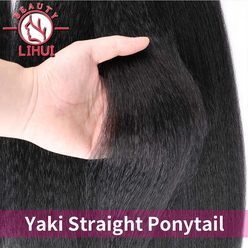 24Inch Long Ponytail Extension Yaki Straight Sythentic Hair
