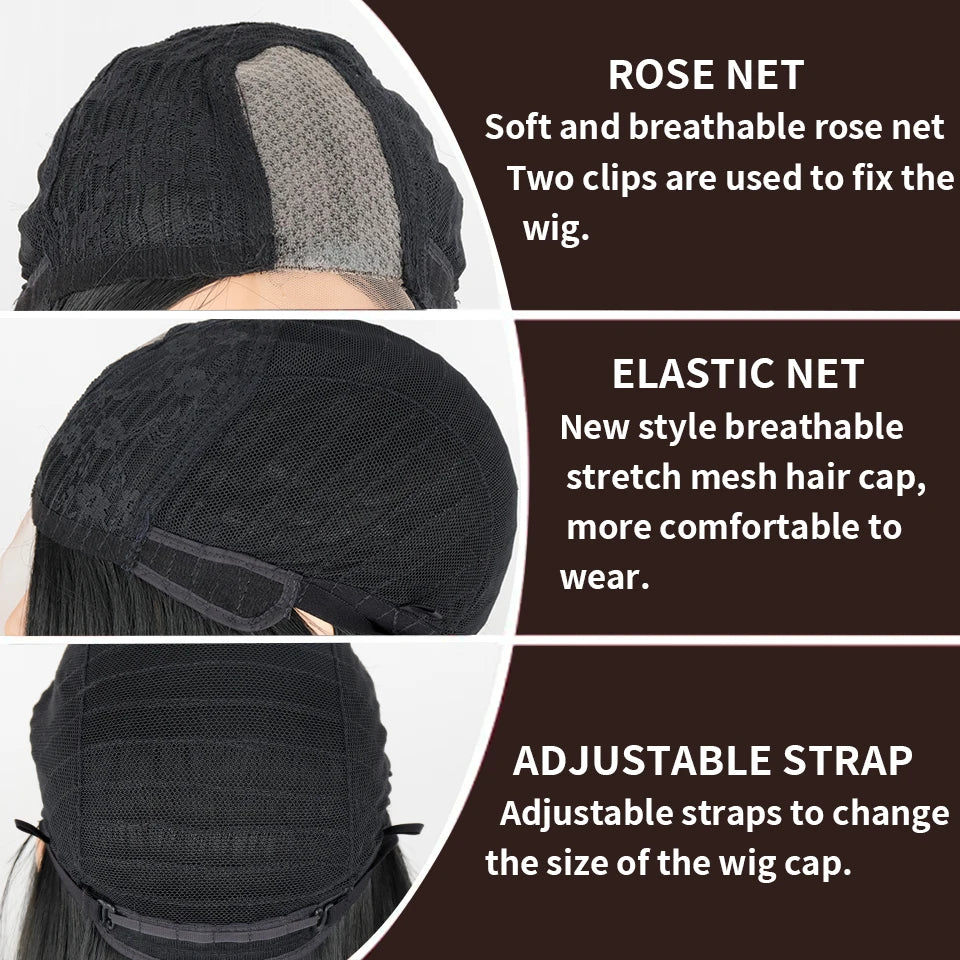 Synthetic Brown Mixed Blonde Long Straight Middle Part Wig