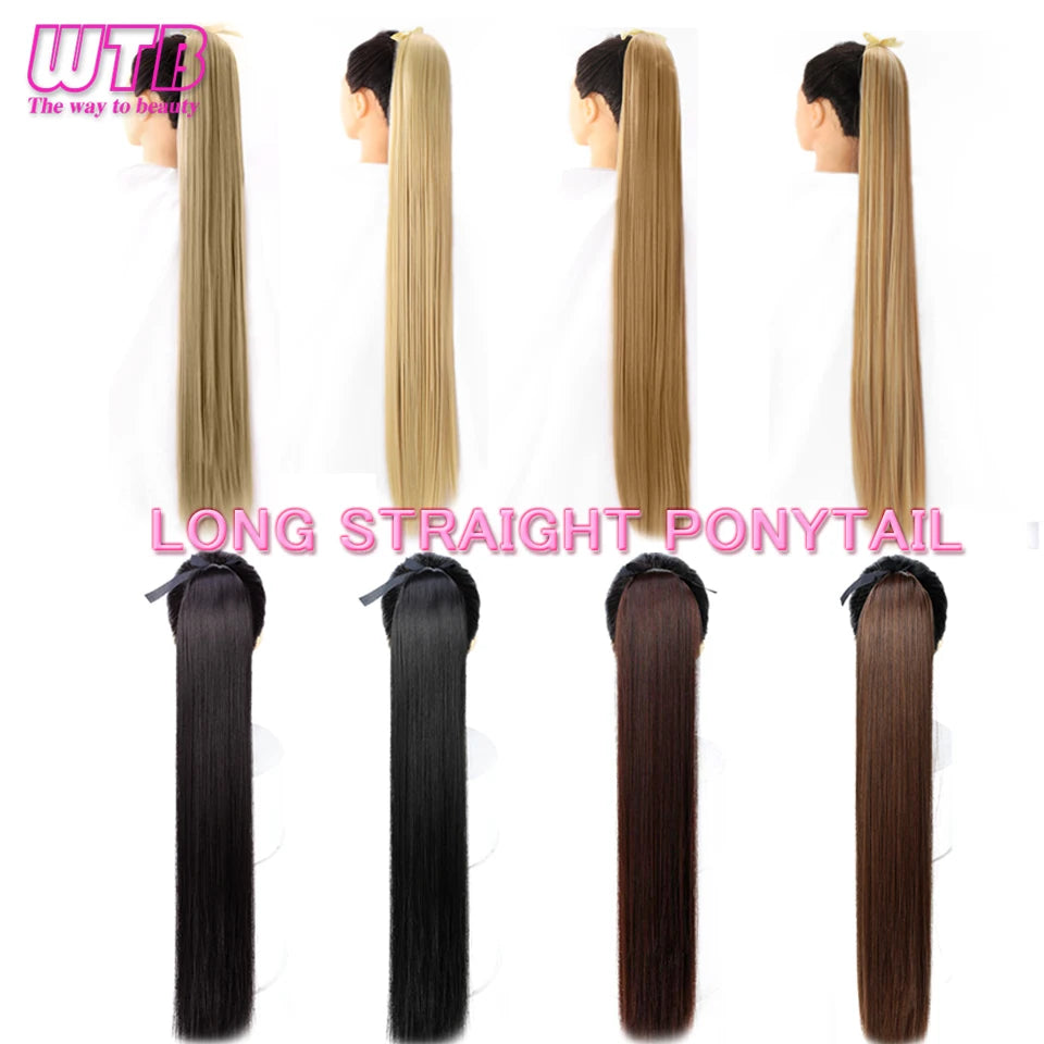 Synthetic Super Long Straight Drawstring Ponytail