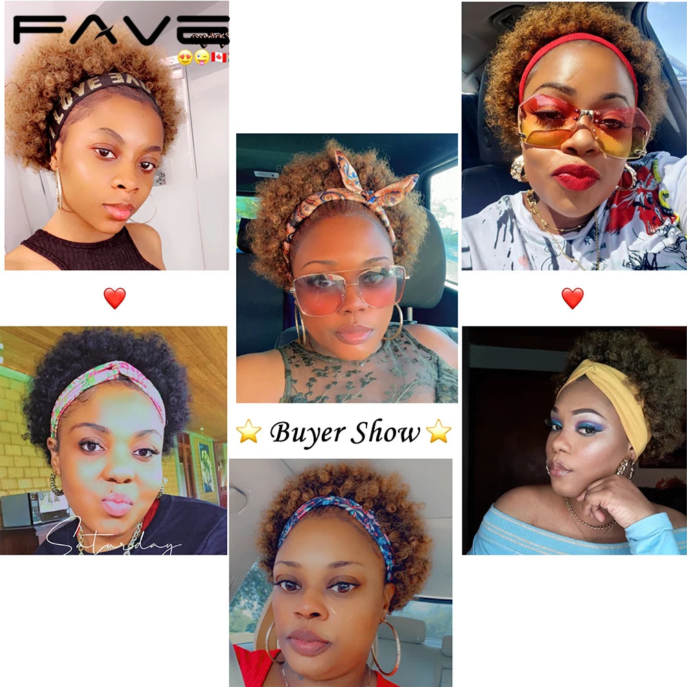 Afro Puff Curly Wig Short Headband