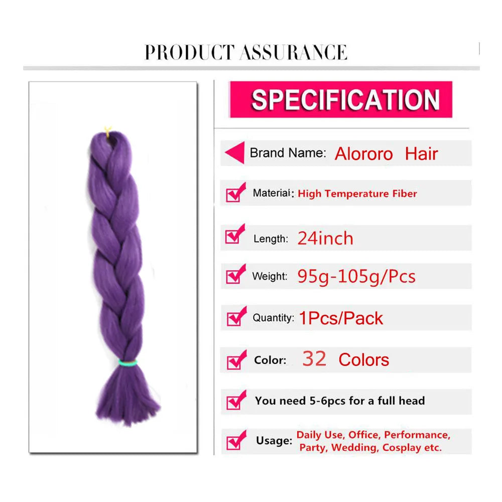 Pure Color Jumbo Braiding Hair Extensions 24 inches/100g Afro Synthetic