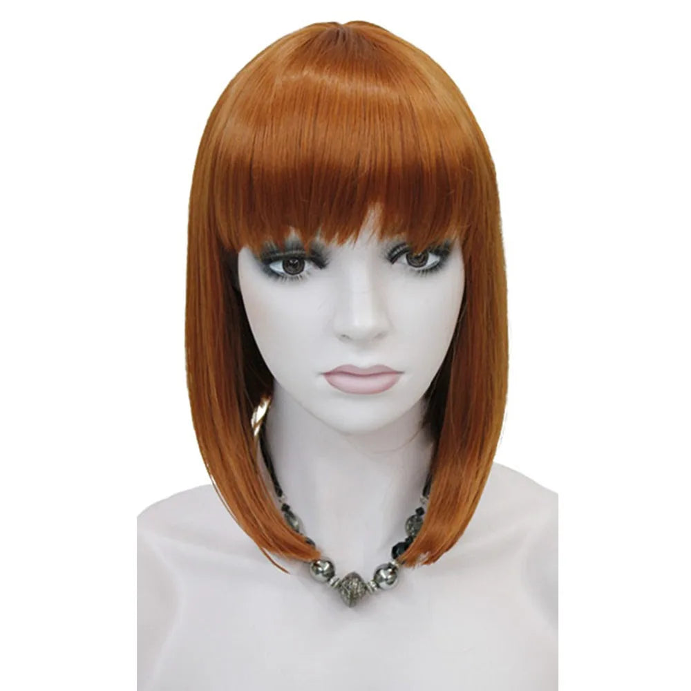 Neat Bang Bob Style Short Straight Hair Synthetic Full Wig 6 Color