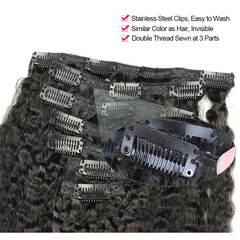 Yaki Kinky Straight Clip In Hair Extensions