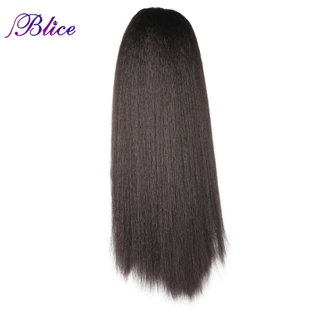 Kinky Straight Heat Resistant Ponytail Extensions With Two Plastic Combs