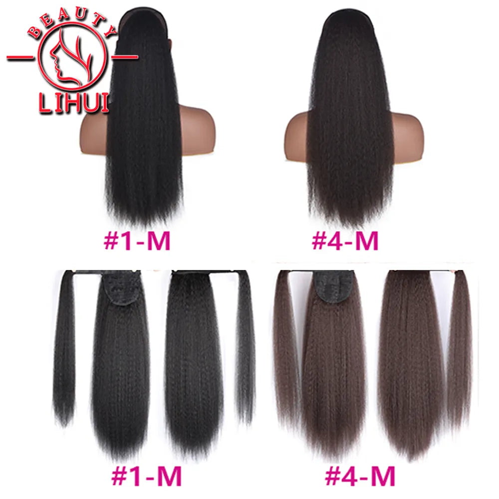 24Inch Long Ponytail Extension Yaki Straight Sythentic Hair