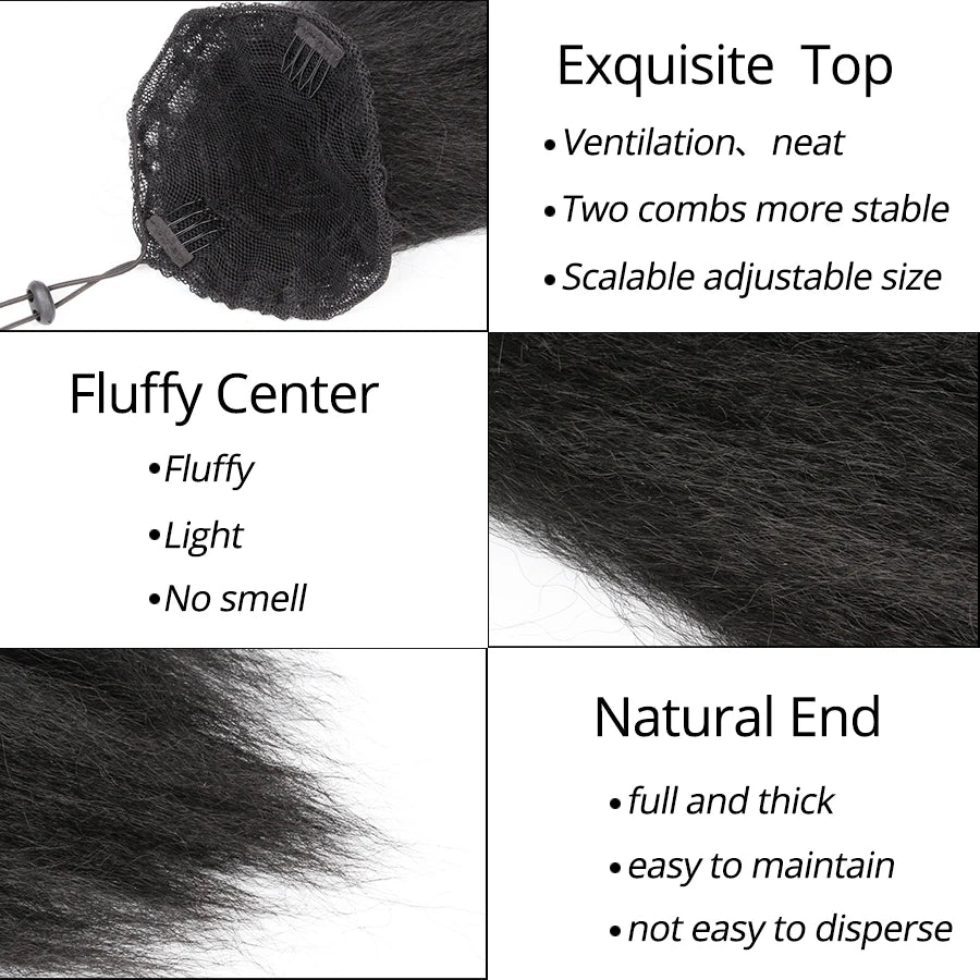 Synthetic Long Afro Puff Ponytail Kinky Natural