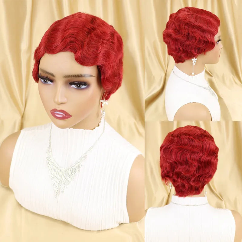 Short Finger Wave Human Hair Pixie Cut Wig
