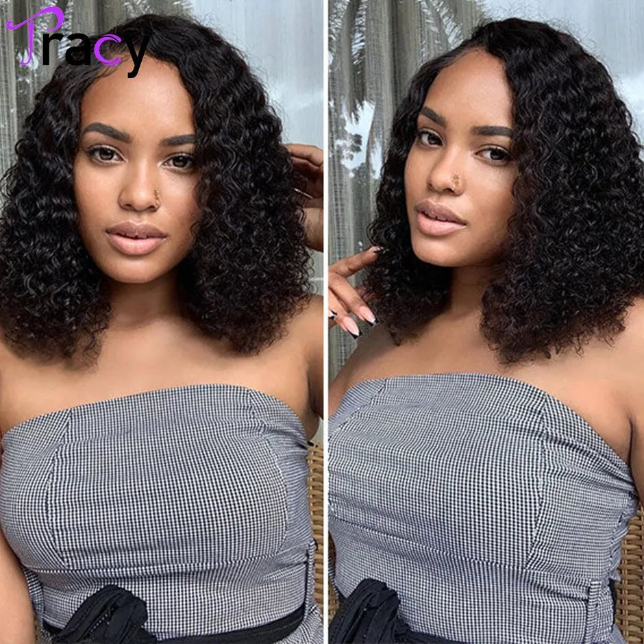 Pre Bleached Glueless Human Hair Wave Bob Pre Cut Transparent Lace