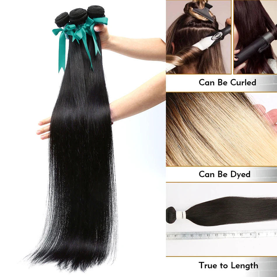 Straight Bundles Human Hair Brazilian Remy Long Thick hair