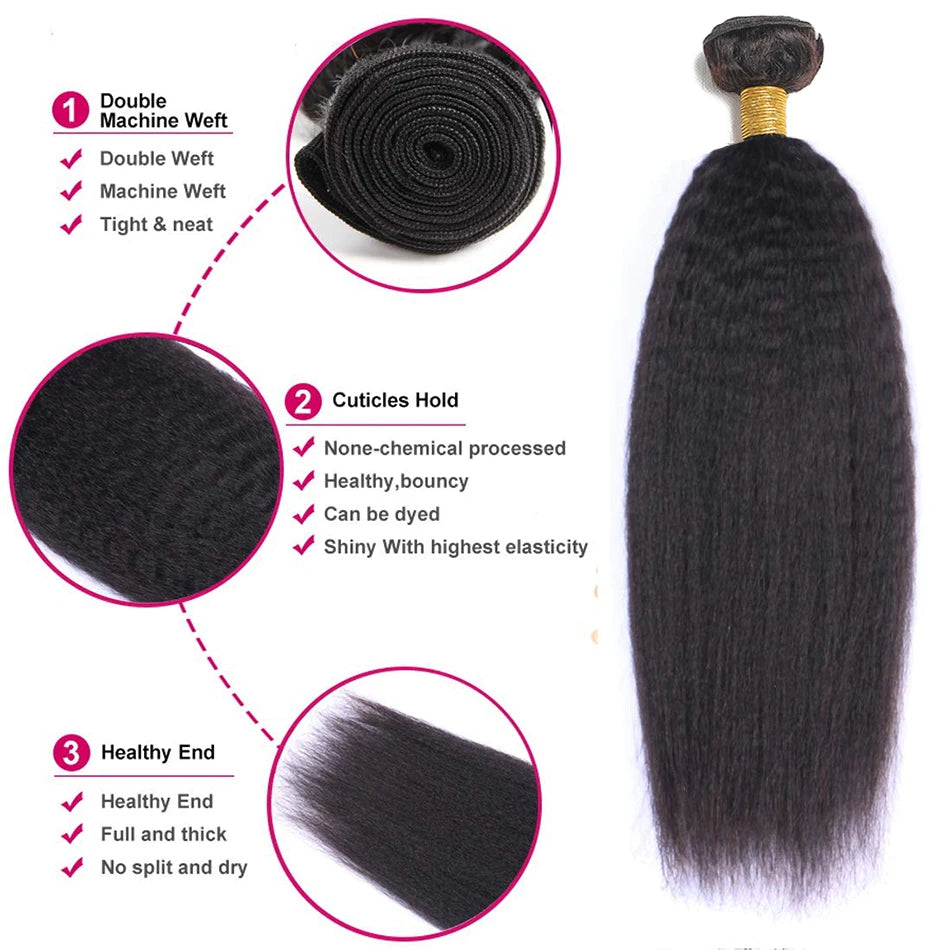 3 Bundles Straight Peruvian Hair Weave Bundles Raw Human Hair Bundles Virgin Remy Extensions Yaki Weft