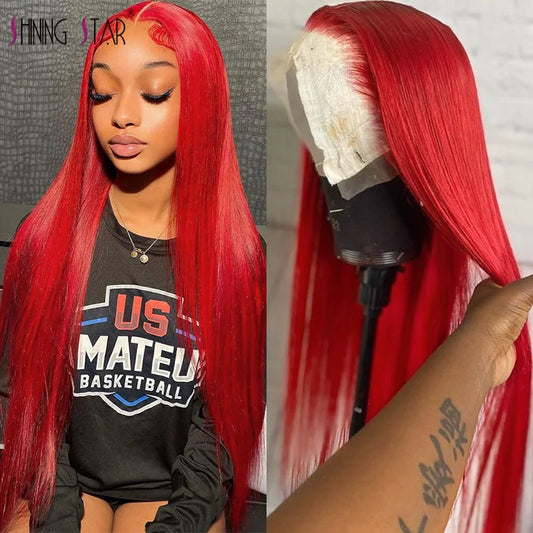 Hot Red | Burgundy Bone Straight Wig Human Hair
