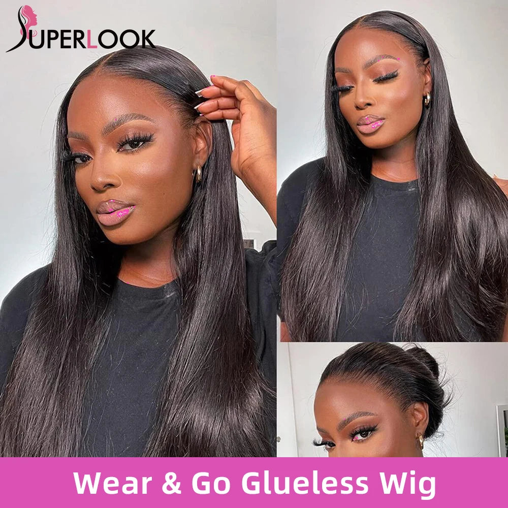 Bleached Knots Glueless Straight Lace Front Wigs Pre-Cut Indian Human Hair Wigs HD Lace