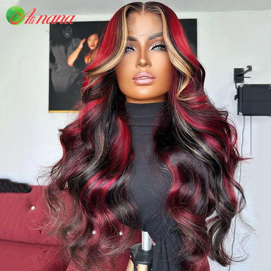 Highlight Red Blonde Colored Body Wave Pre-Plucked (Glueless Options)