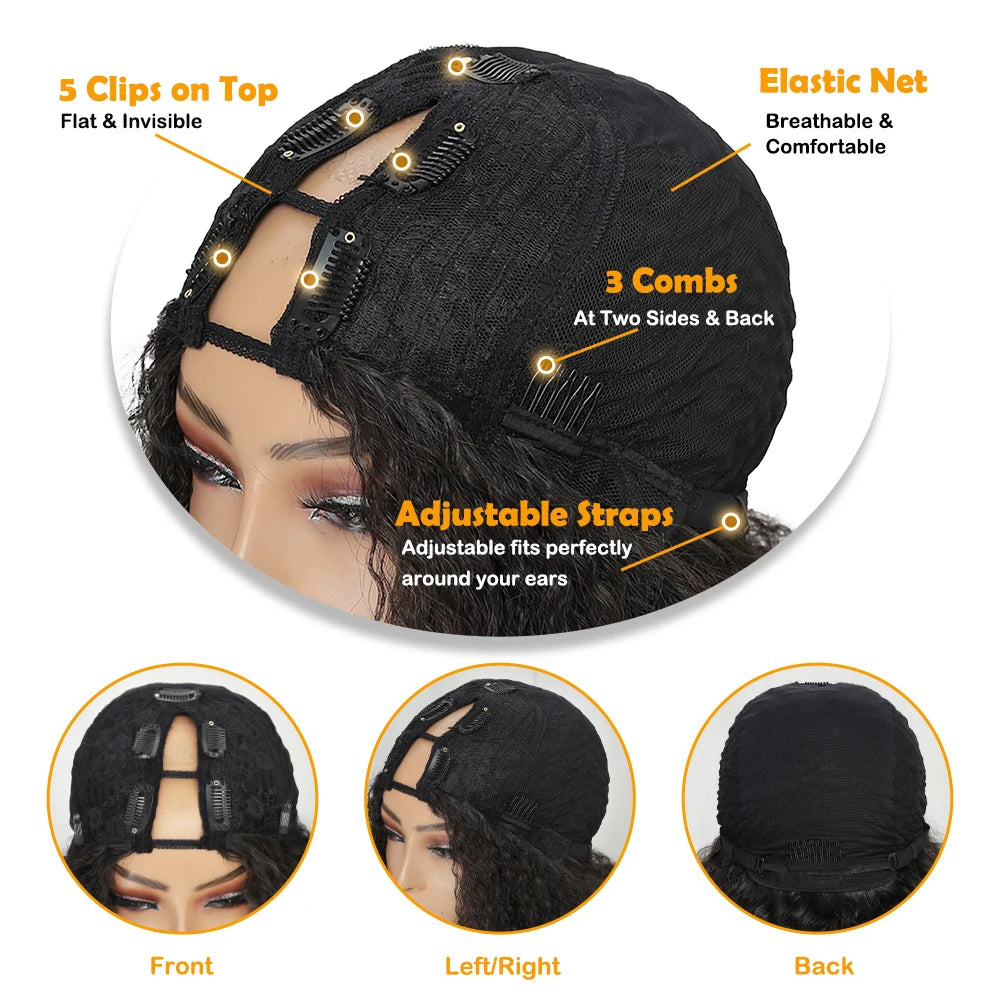 Curly V Part Wig