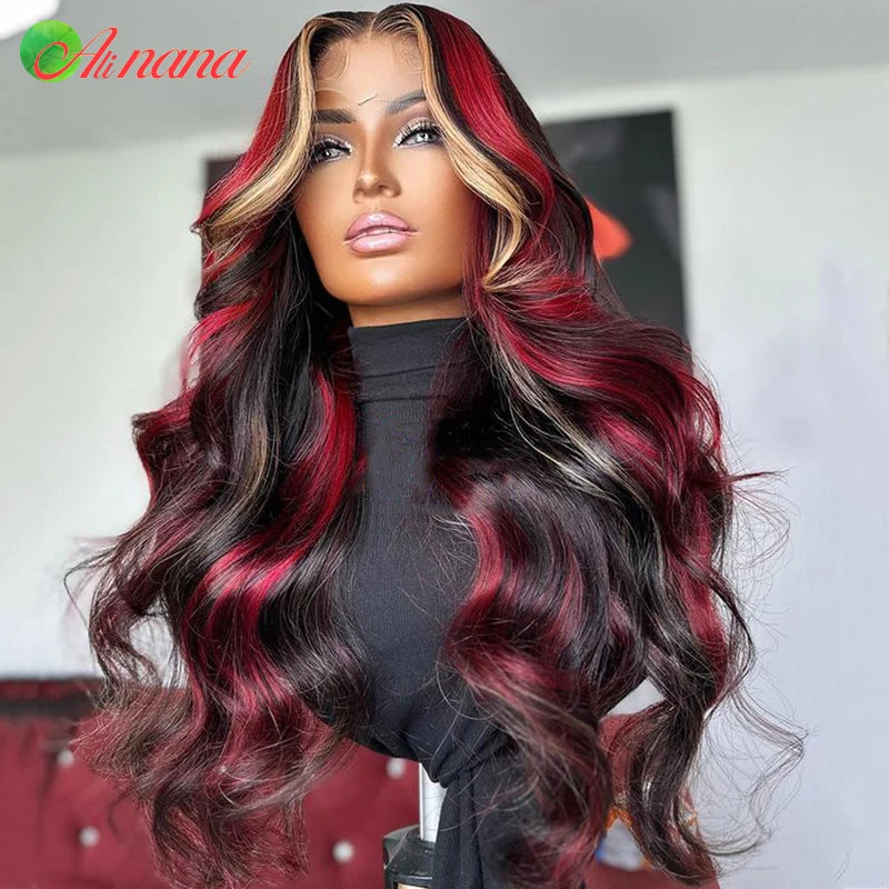 Highlight Red Blonde Colored Body Wave Pre-Plucked (Glueless Options)