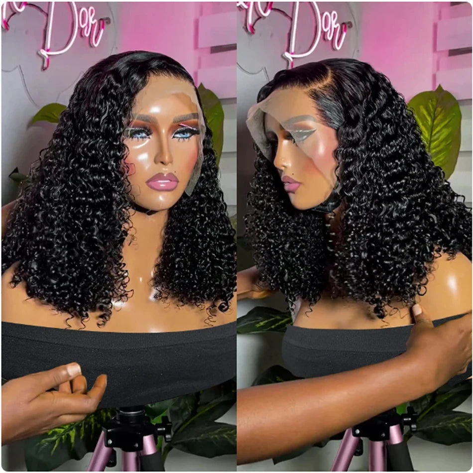 Wear and Go Glueless Wigs Short Bob Wig Human Hair Kinky Curly