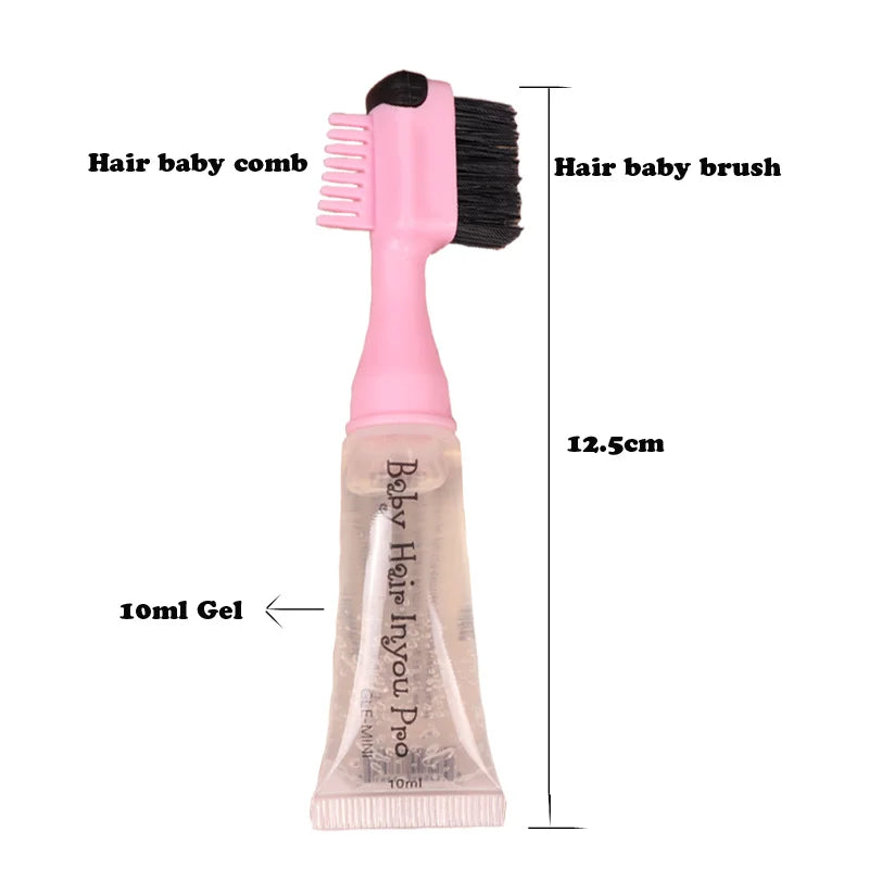 Hair Styling Edge Control Gel With Brush For Baby Hair Portable Tube 10mL
