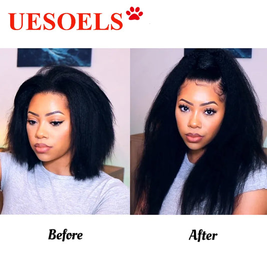 Kinky Straight Clips In Human Hair Extensions Natural Color In Brazilian 100% Remy 8pcs