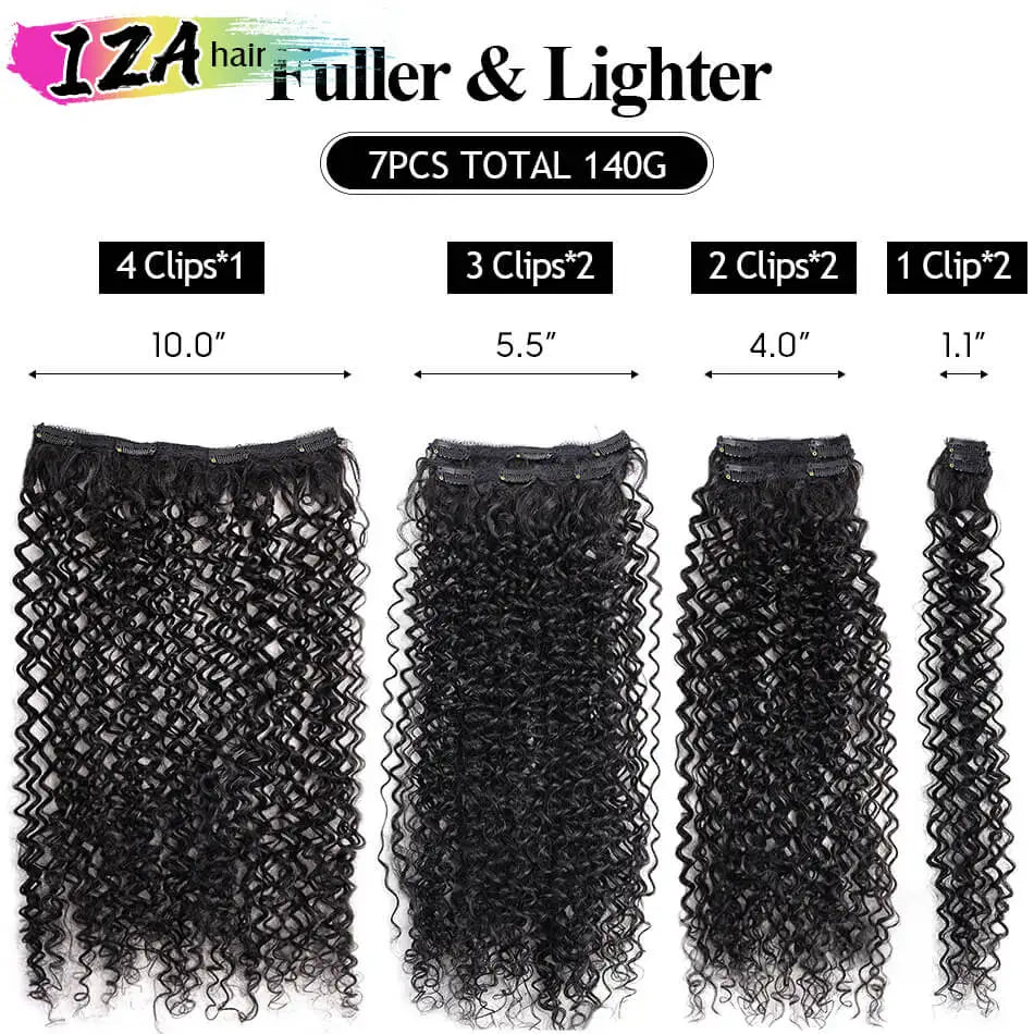 Long Jerry Curly Clip In Hair Extensions Synthetic 7PCS Clip in Hair Full Head Kinky