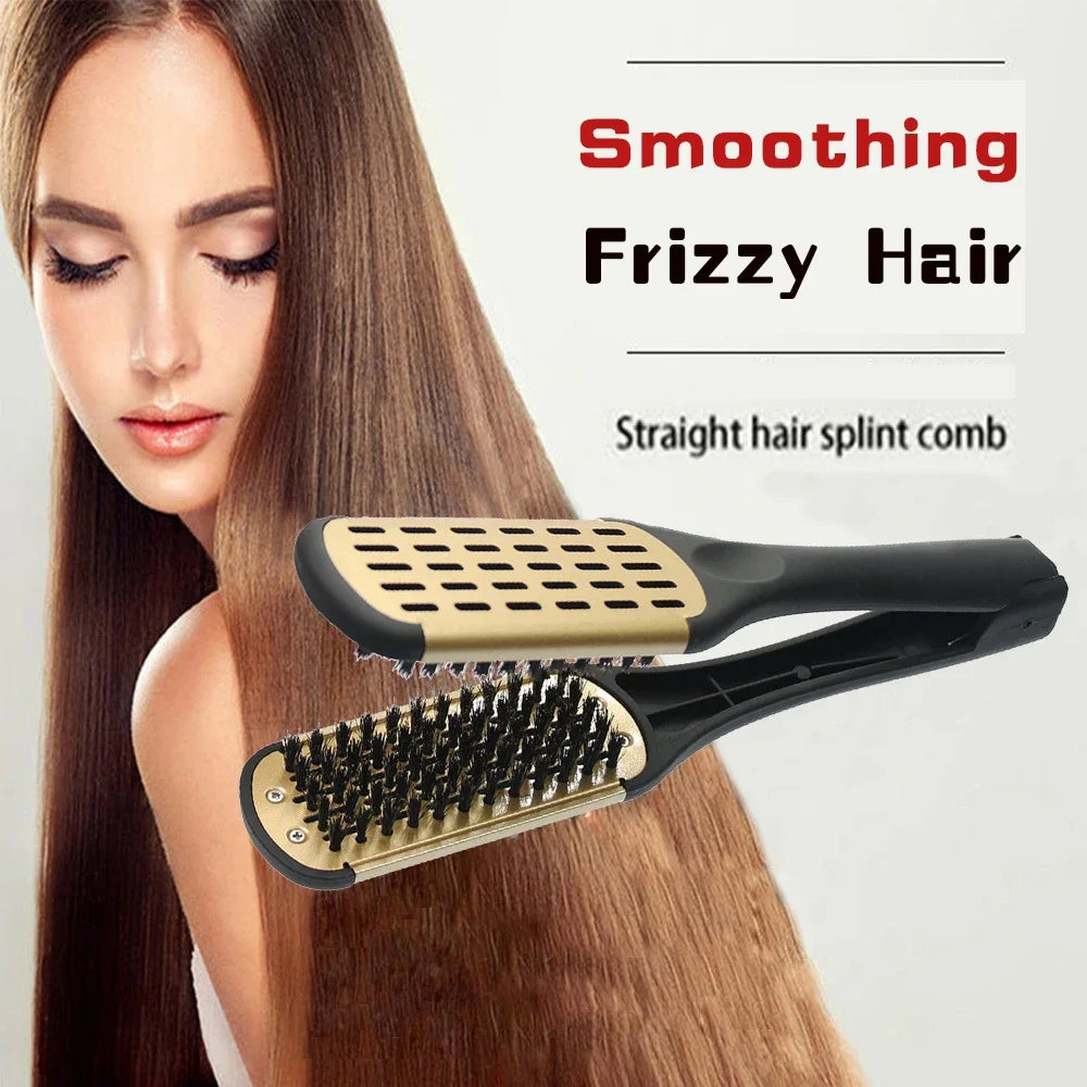 Nylon Hair Straightening Double Brushes Comb Clamp