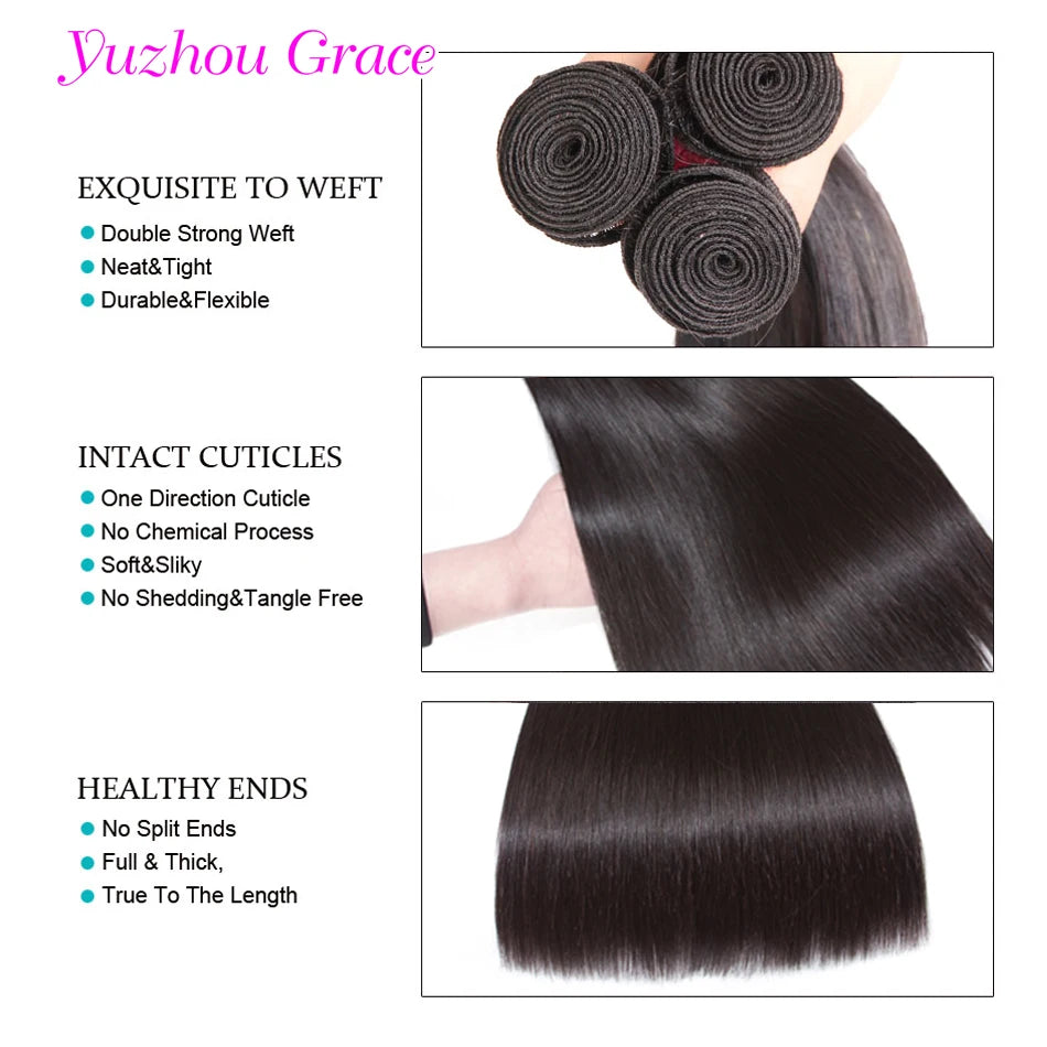 12A Bundles Human Hair Straight Brazilian Raw Hair Bundles Unprocessed Human Hair 3 Bundles Weave