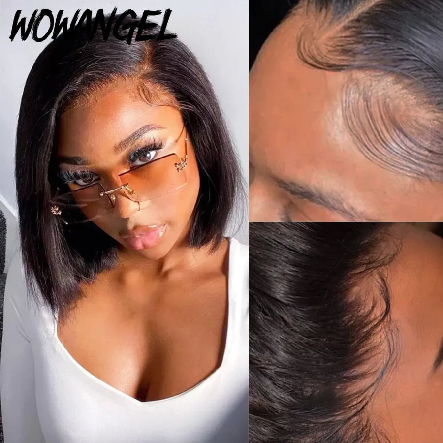 180% HD Lace Front Wigs Short Bob Wig 100% Human Hair Invisible HD Lace Front Pre Plucked Hairline