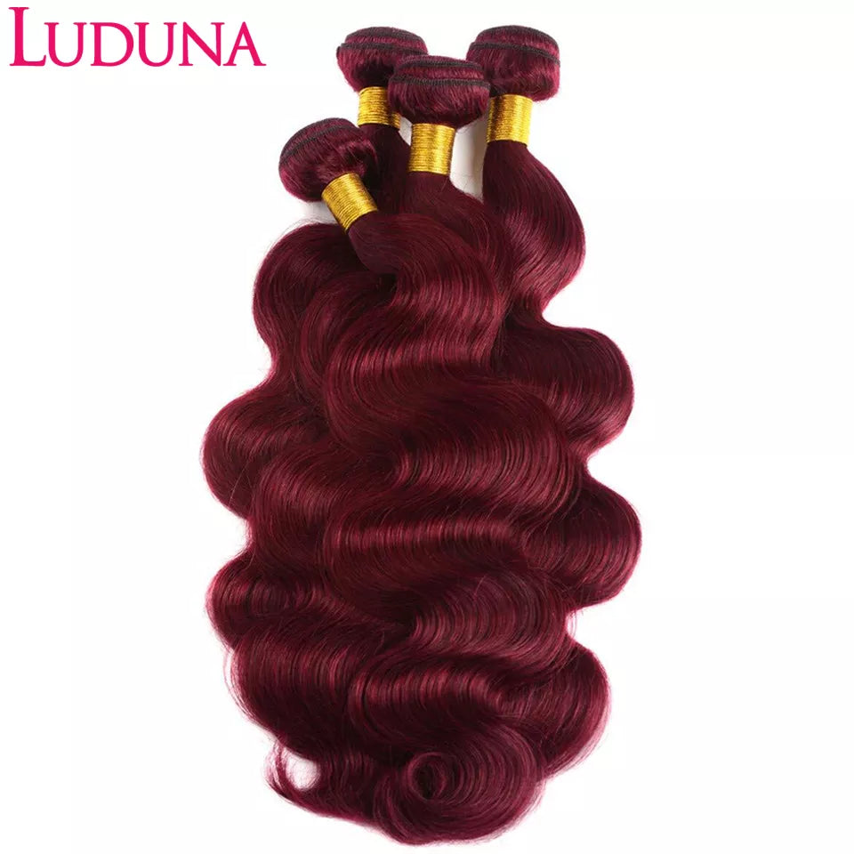 Burgundy 99j Body Wave Bundles Brazilian Red Color Human Hair Bundles 1/3/4 PCS Remy