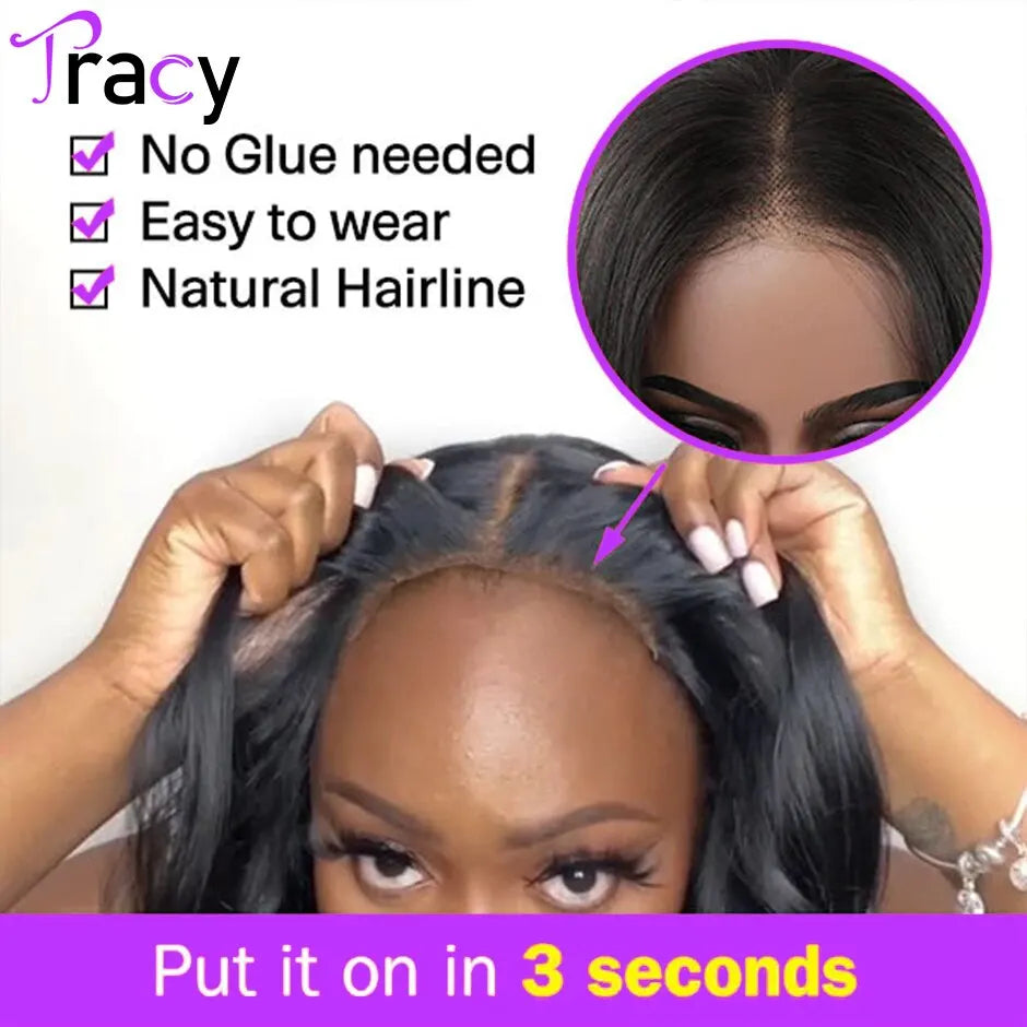 Pre Bleached Glueless Human Hair Wave Bob Pre Cut Transparent Lace