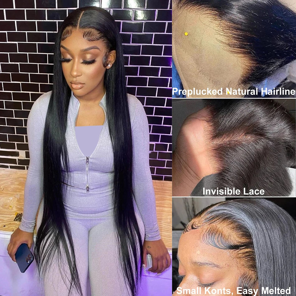 HD Lace Frontal Wig Bone Straight Human Hair Wigs 10-40 Inch
