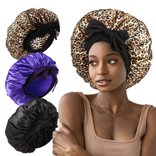 Jumbo Satin Bonnet With Head Tie Band