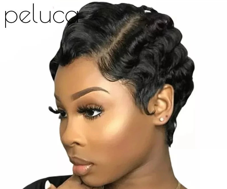 Short Finger Wave Human Hair Pixie Cut Wig