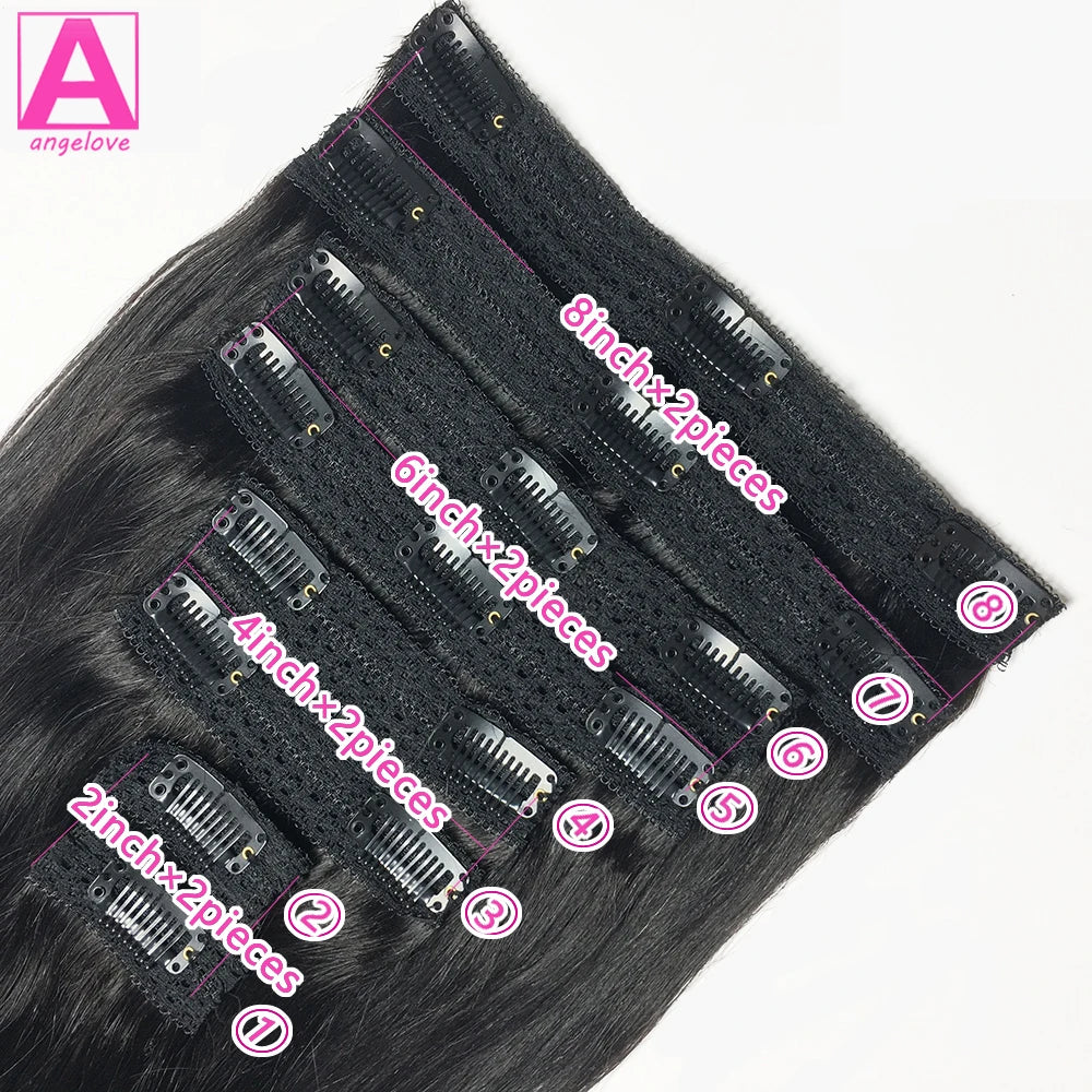 Straight Clip In Hair Extension Human Hair Set Straight Clip In