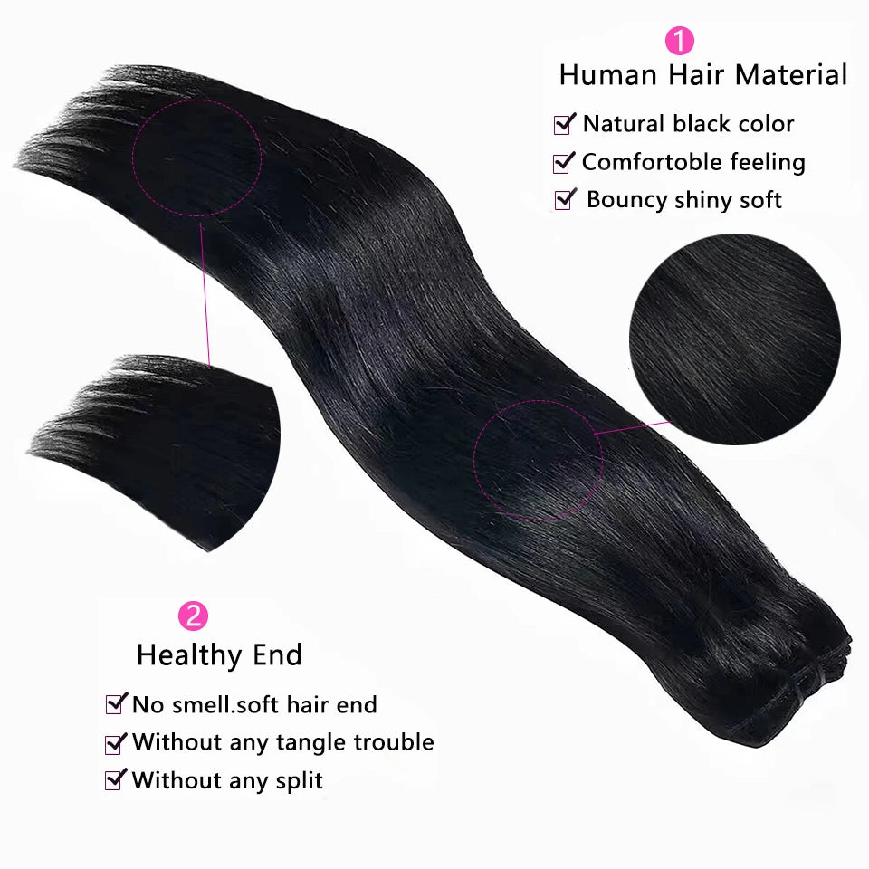 8Pcs/Sets Clip In Hair Extensions Human Hair 10-26 Inch Brazilian Remy Straight Hair