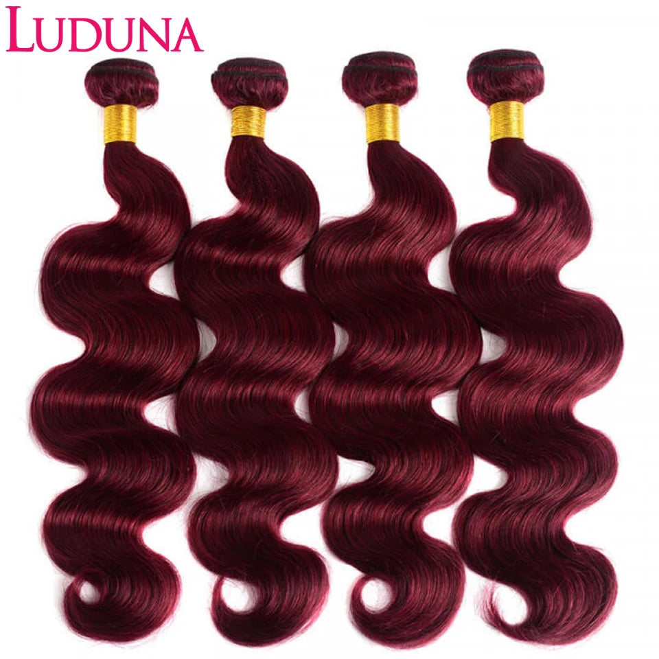Burgundy 99j Body Wave Bundles Brazilian Red Color Human Hair Bundles 1/3/4 PCS Remy