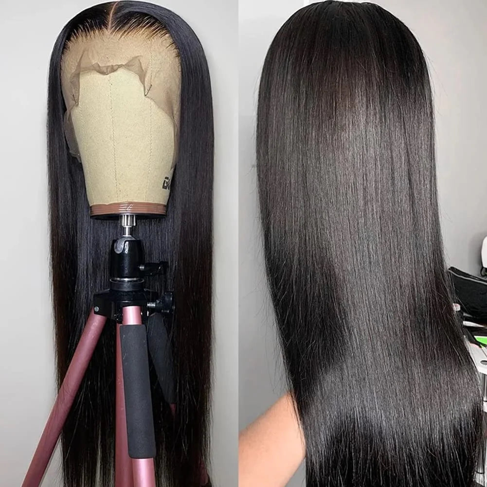 Bone Straight Human Hair Wigs Straight Transparent Lace Front Closure Wig