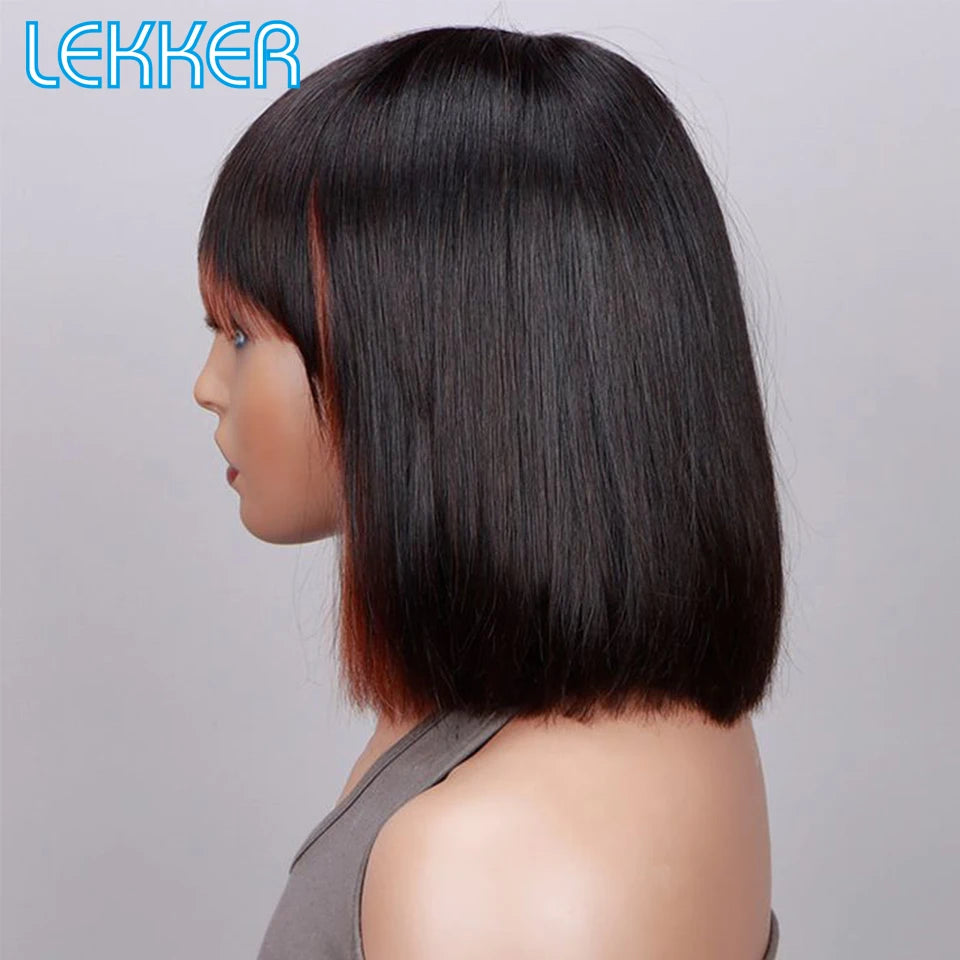Wear to go Highlight Straight Bob Human Hair With Bangs Brazilian Remy Hair