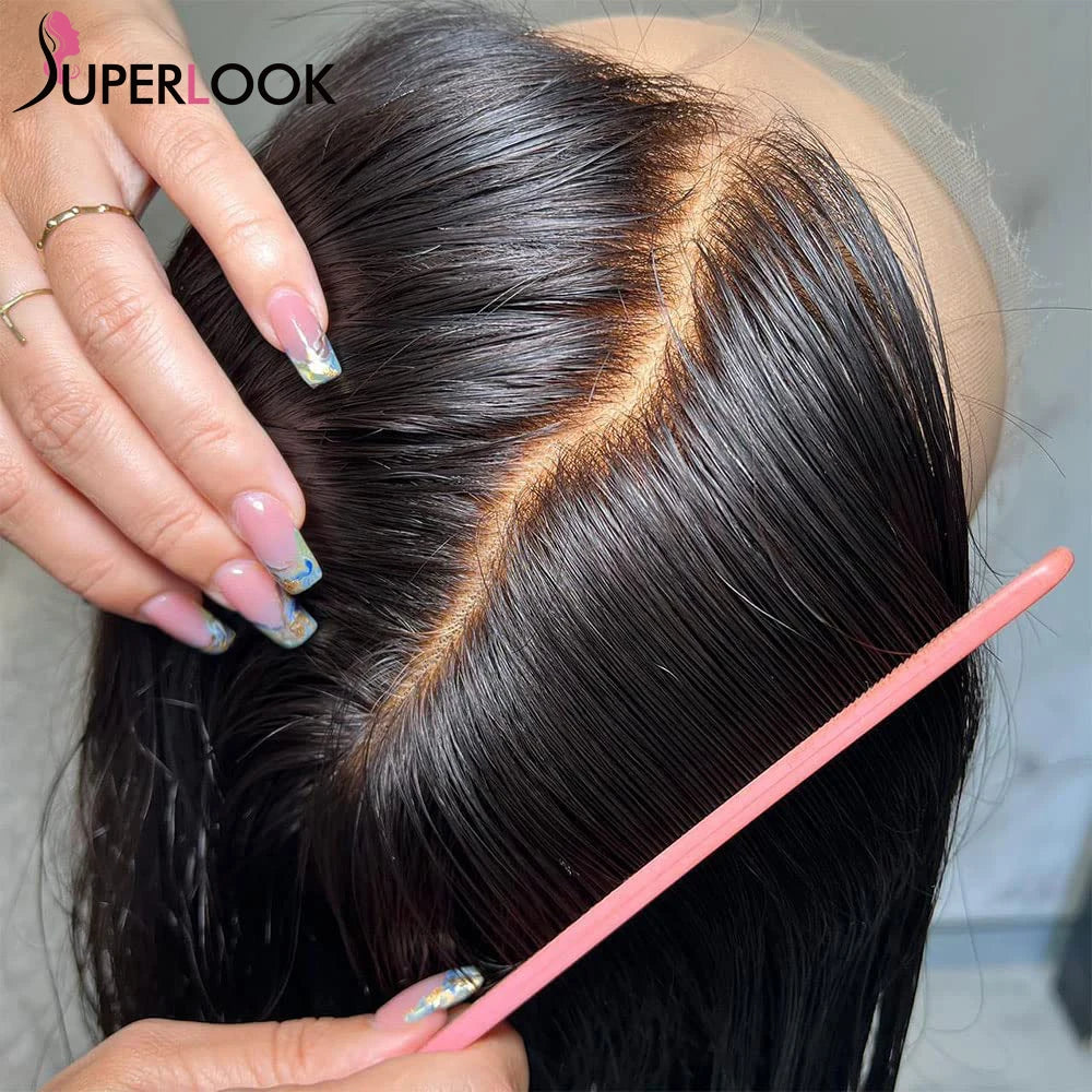 Ready To Wear Glueless Human Bleached Knots Brazilian Straight Human Hair
