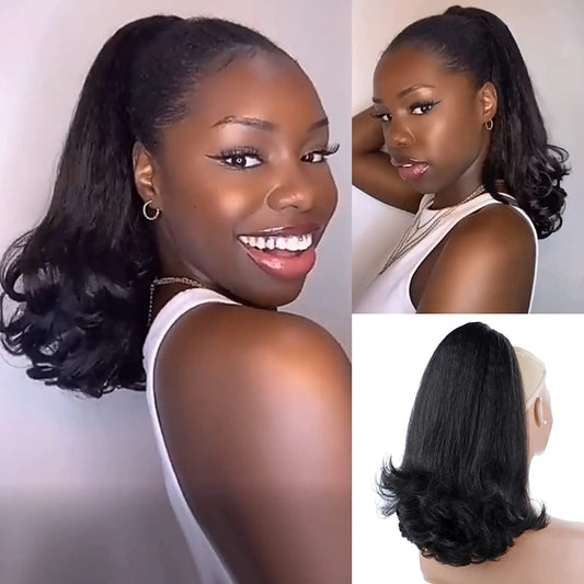 16inch Yaki Drawstring Straight Ponytail