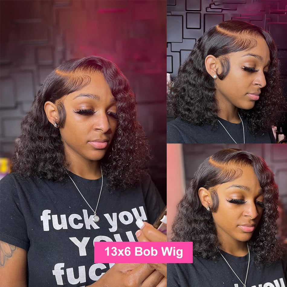 Deep Wave Transparent Lace Front Human Hair Remy T Part Lace Closure Wig