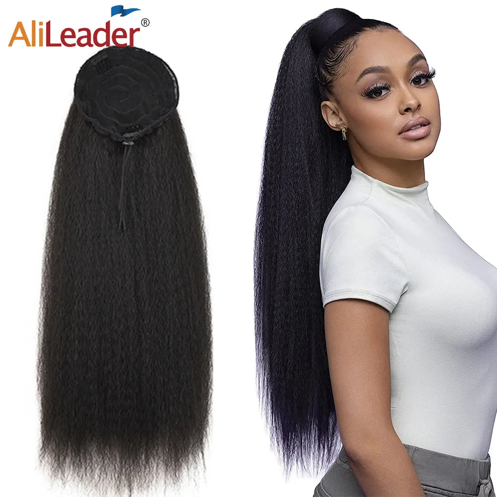 Synthetic Long Afro Puff Ponytail Kinky Natural
