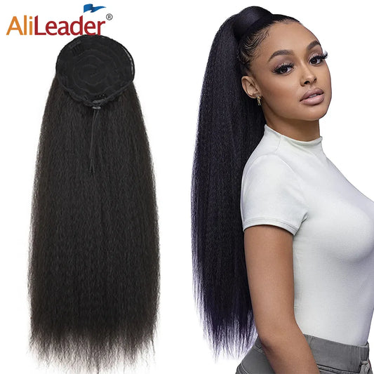 Synthetic Long Afro Puff Ponytail Kinky Natural
