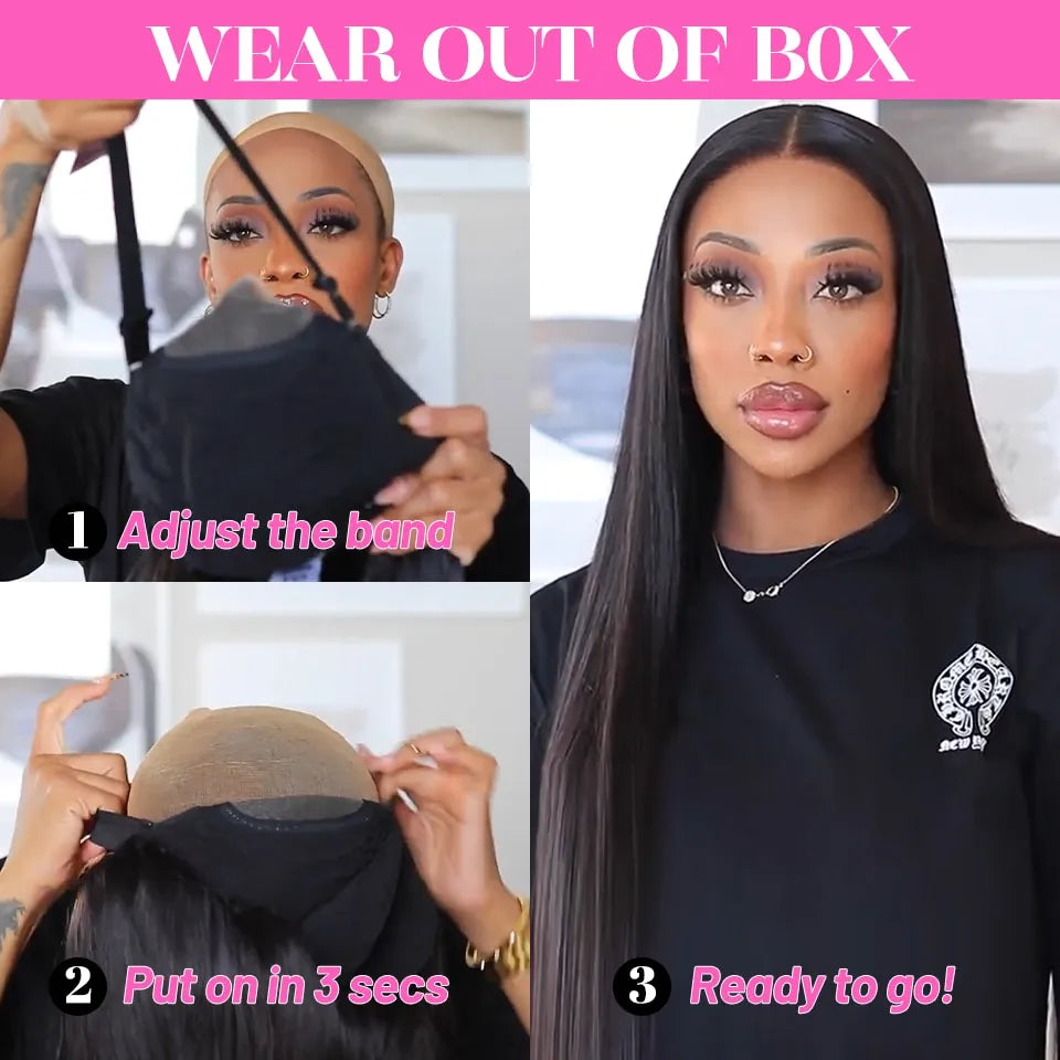 Glueless Malaysian Human Hair Straight HD Lace Wig Preplucked Pre Cut Pre Bleached Knots