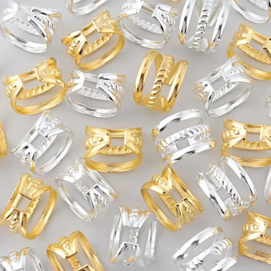 10Pcs/lot 6x9mm Gold Silver Beads Adjustable Hair Braids Beads Adjustable Hair Braid Rings Cuff Clips