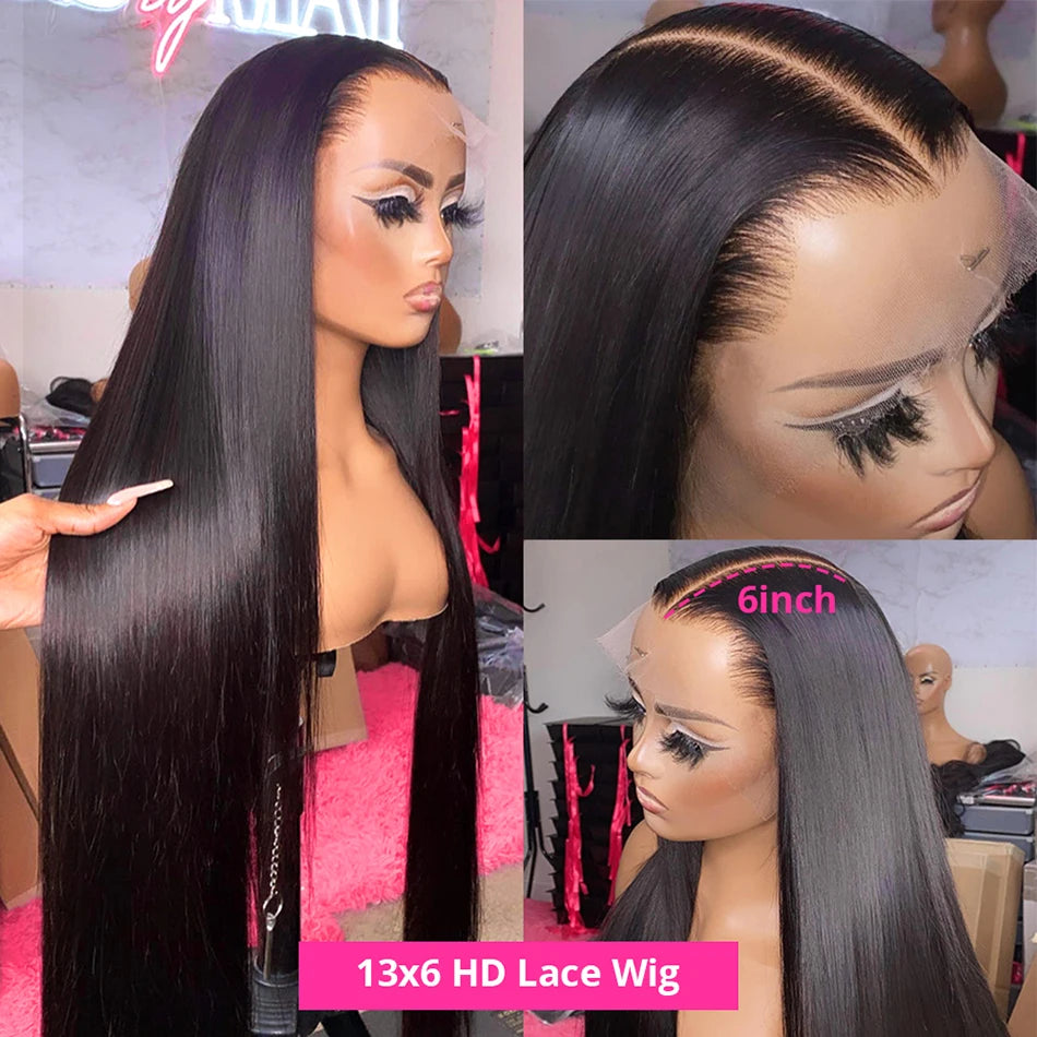 HD Lace Frontal Wig Bone Straight Human Hair Wigs 10-40 Inch