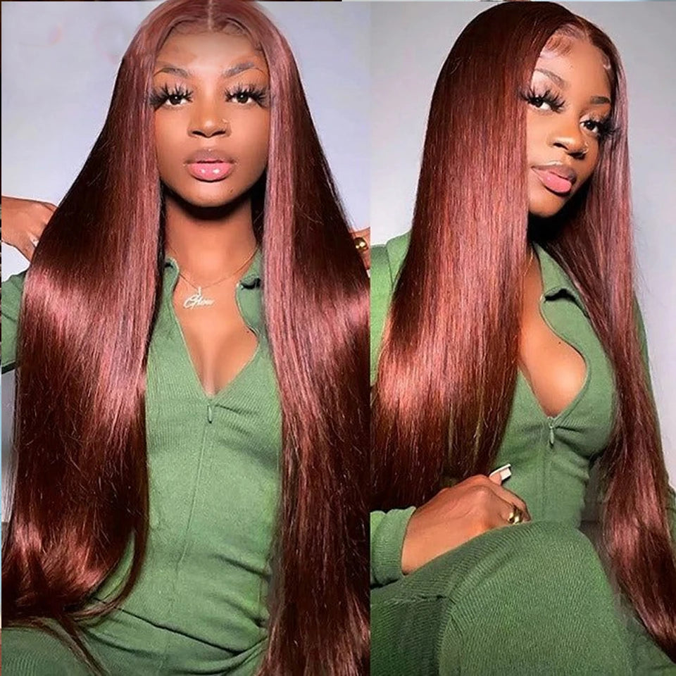 Reddish Brown Color Straight Human Hair HD Brazilian