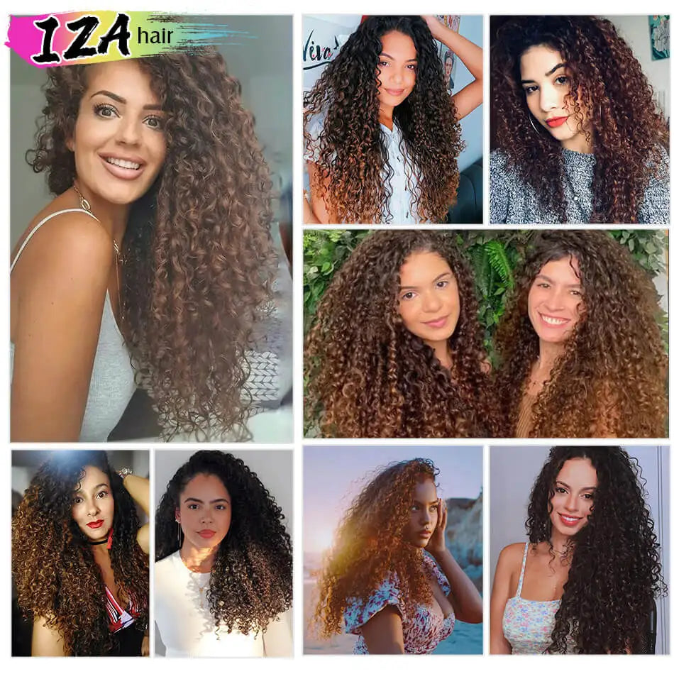 Long Jerry Curly Clip In Hair Extensions Synthetic 7PCS Clip in Hair Full Head Kinky