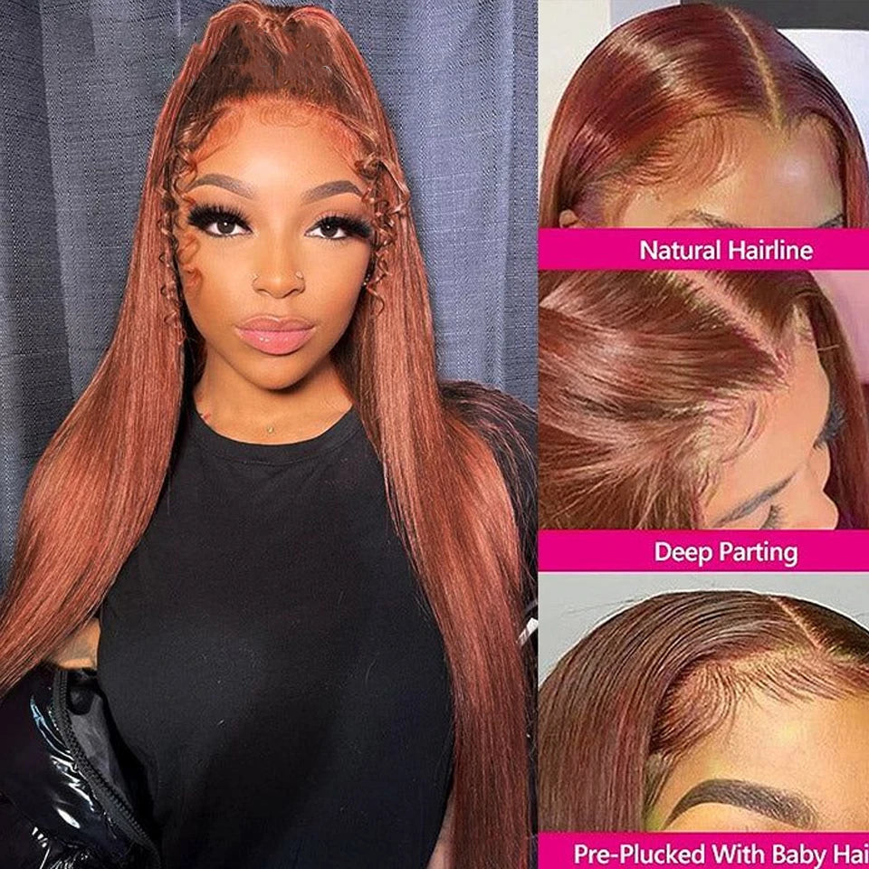 Reddish Brown Color Straight Human Hair HD Brazilian