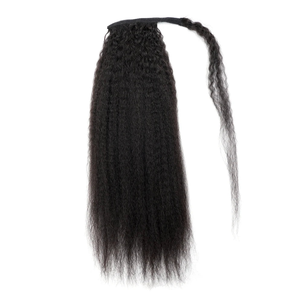Kinky Straight Ponytail Human Hair Extensions