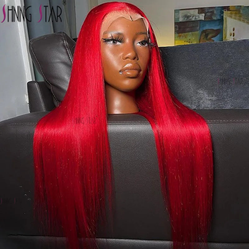 Hot Red | Burgundy Bone Straight Wig Human Hair