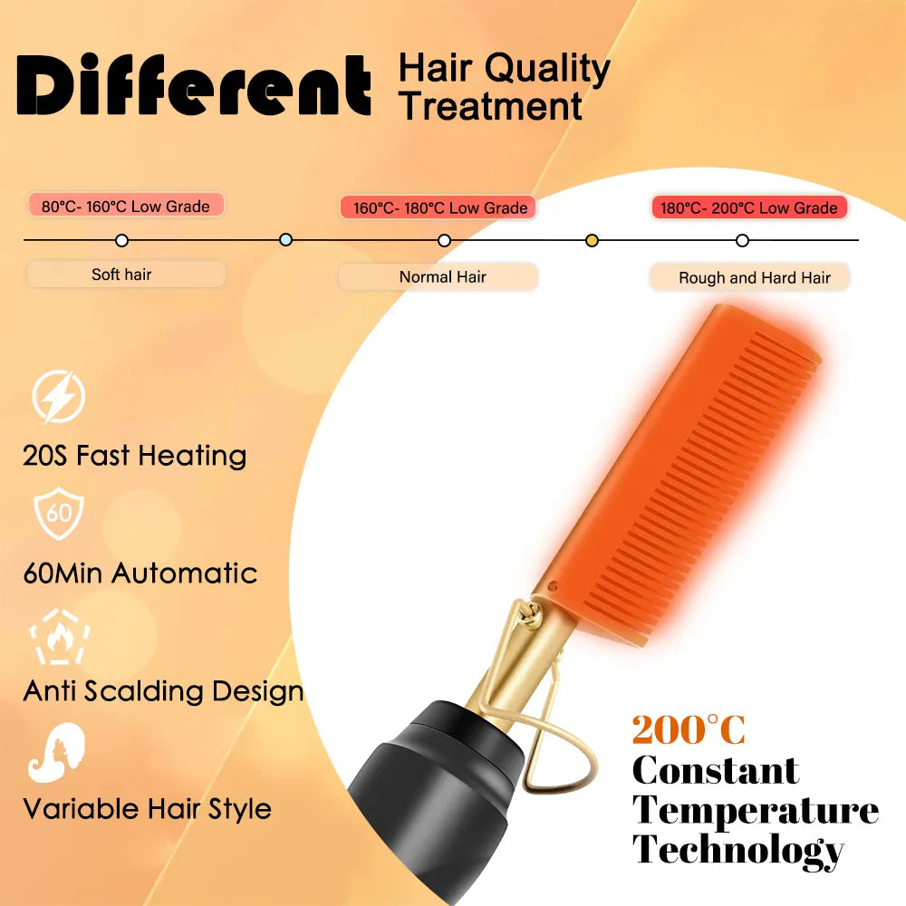 Hair Straightener Flat Iron Electric Hot Heating Comb